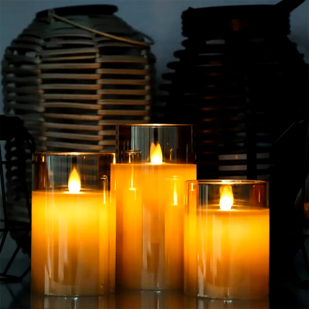 3Pcs/Set LED Flameless Candles Flickering Light with Remote Control for Festival Wedding Home Party Decor Lighting