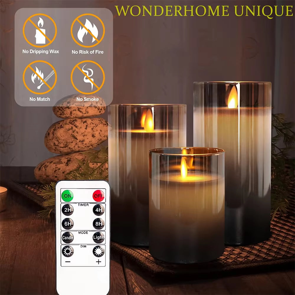 3Pcs/Set LED Flameless Candles Flickering Light with Remote Control for Festival Wedding Home Party Decor Lighting