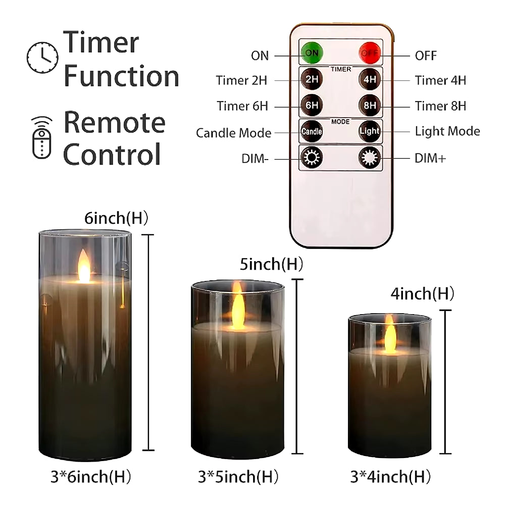 3Pcs/Set LED Flameless Candles Flickering Light with Remote Control for Festival Wedding Home Party Decor Lighting