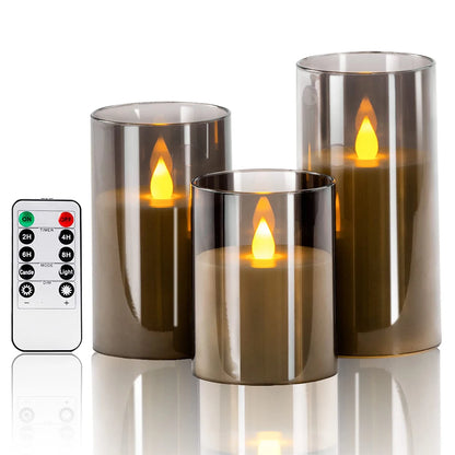 3Pcs/Set LED Flameless Candles Flickering Light with Remote Control for Festival Wedding Home Party Decor Lighting